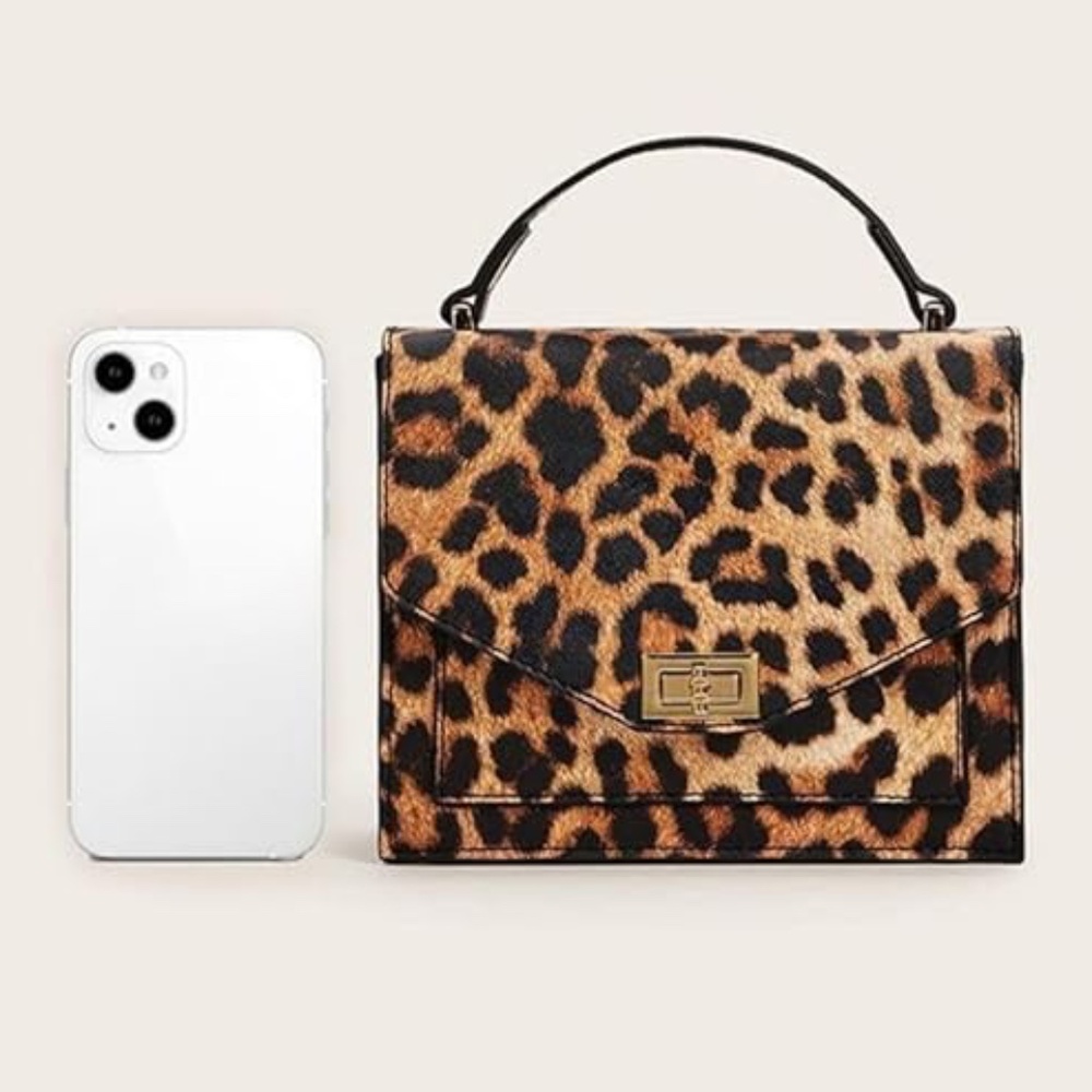 NWOT Fashion Nova Leopard Print Box Clutch Handbag - Picture 12 of 13